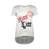 تیشرت پشت بلند زنانه ملانژ اسپرت آستین کوتاه Miss Kiss (فری تا 40)